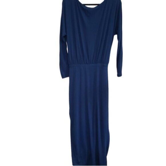 New Women's Pretty Garden Dress Blue Size Medium Long Sleeve - Picture 5 of 13